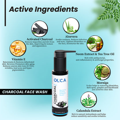 Herbal Activated Charcoal Face Wash with Power of Vita E & Natural Antibacterial Ingredients | 200ml | 2 Packs