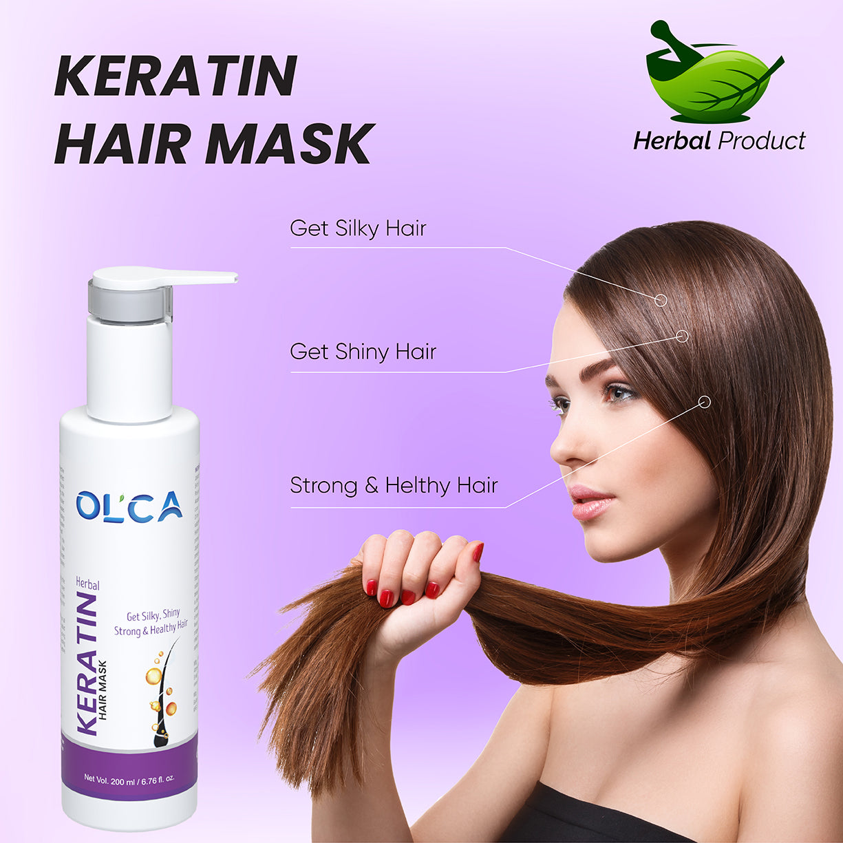 Herbal Keratin Hair Mask | Get Silky Shiny Strong & Healthy Hair | 200 ml