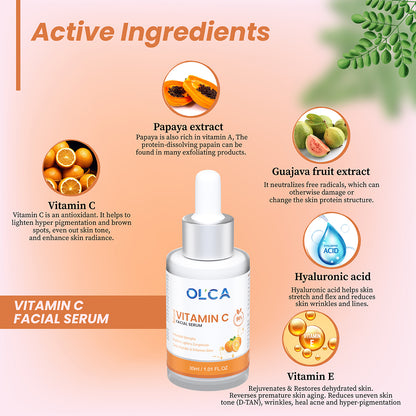 Natural Vitamin C Facial Serum | Powerful Antioxidant Strengths with Brighten Complex | 30 ml